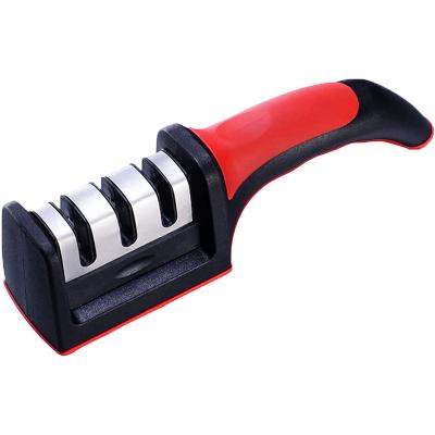 China 3 Stage Viable Professional Kitchen Knife Sharpener Stainless Steel Kitchen Handheld Knife Sharpener for sale