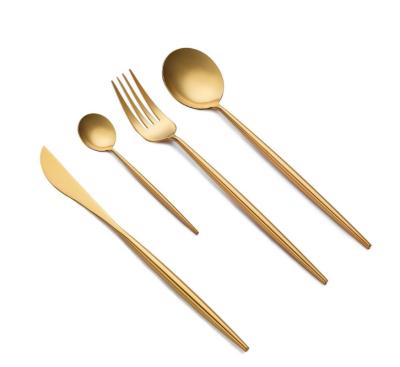 China Sustainable 304 Stainless Steel Hotel Luxury Cutlery Set Gold Dinner Cutlery Set For Home for sale