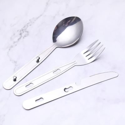 China Durable portable outdoor travel compact stainless steel cutlery set 3 pieces set good helper for travel camping picnic culery set for sale