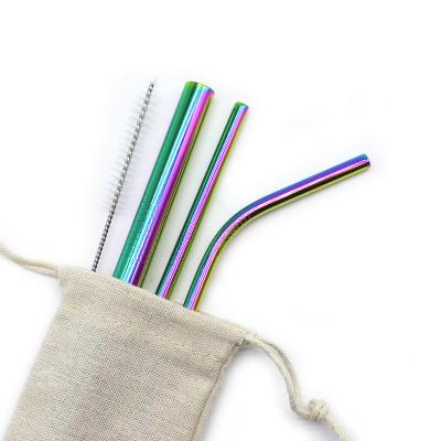 China Sustainable 304 Stainless Steel Bottle Straw Color Drinking Straw Set Drinking Straw Logo OEM for sale