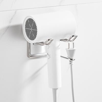 China High Quality Self Adhesive Wall Mounted Hair Dryer Stainless Steel Hair Dryer Shelf Viable Bathroom Holder for sale