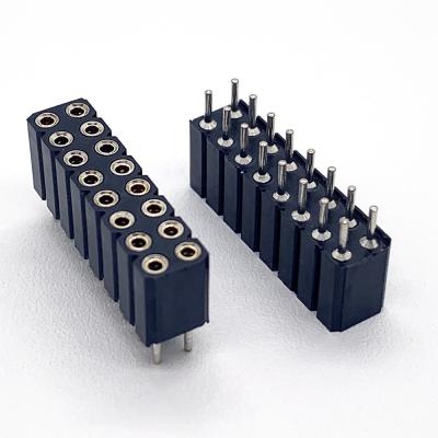 China PCB 2.54mm Pitch H7.0mm Double Row Straight Type l10.0mm Single Row Machined Round Pin Female Header Connector for sale