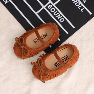 China 2021 fashion trend baby non-slip soft bottom sole tassel genuine leather baby shoes for toddlers shoes boys and girls for sale