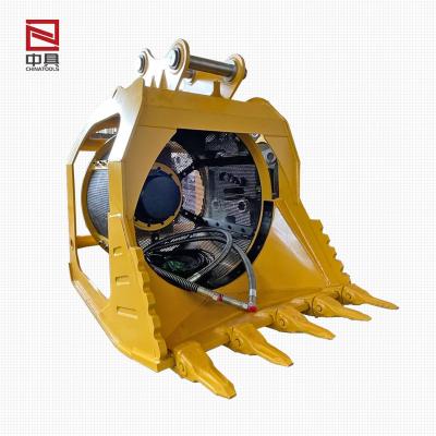 China Excavator Digger Soil Stones Sifting Rotary Screen Bucket For Botanical Garden for sale