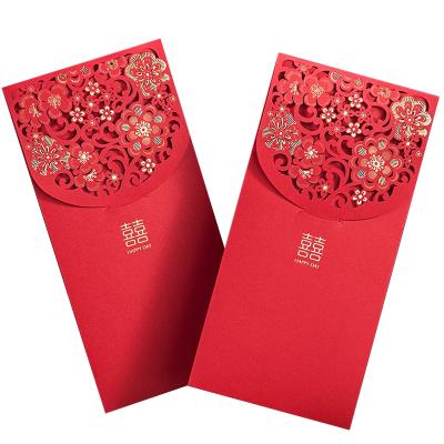 China Materials that respect the environment. Lucky Money Envelopes Recycled Paper Non-toxic Chinese Red Wedding Envelopes Red Pack For New Year Wedding for sale