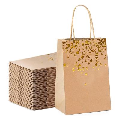 China 20pc Small Brown Paper Bag Recyclable Gift Wrapping Paper Gift Bag With Handle Paper Shopping Party Bags for sale