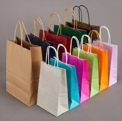 China 80pcs/lot Recyclable Blue Paper Bag With Handle Wedding Party Favor Paper Gift Bags 21*15*8cm for sale