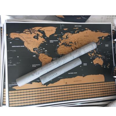 China Custom Decorative Eco Wall Sticker Poster Map World Map 59.5*82.5cm With Paper Tube for sale