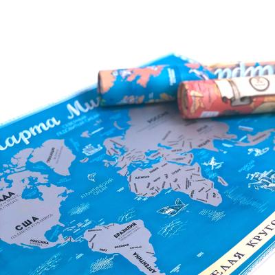 China Eco Customized Excellent Diary Detailed Travel Map Wall Sticker Scratch Gift World Map Scratch Poster Map for sale