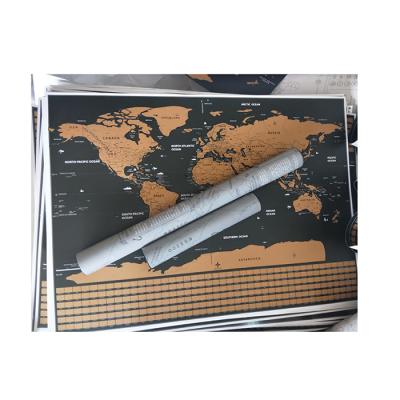 China Eco Friendly 40*30cm Decorative Wallpaper Large Scratch Style New Off The World Travel Map With Detailed Landmarks for sale