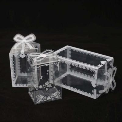 China 50/100pcs Recyclable Clear Box PVC Recyclable Clear Box Wedding/Christmas Cake Wrapping Chocolate Candy Apple Gift Event Packaging Box for sale