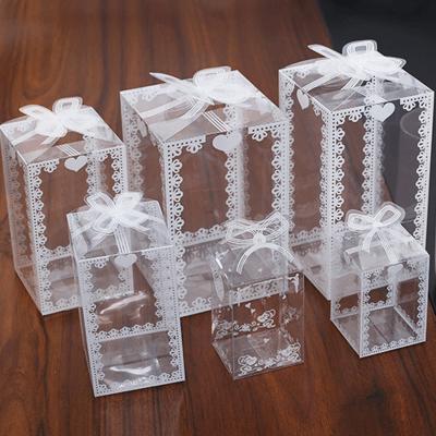 China 10Pcs Recyclable Transparent Transparent Clear Gift Candy Cake Box Square PVC Chocolate Bags Boxes Wedding Favor Party Event Decoration for sale