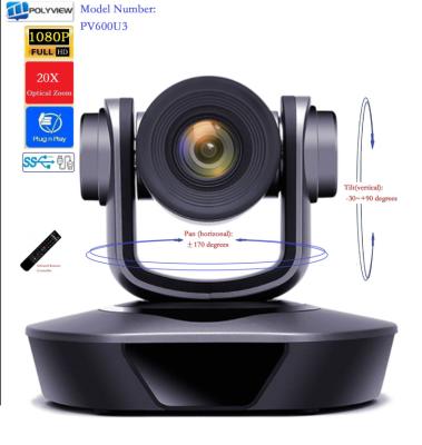 China 20X Optical Zoom, HD 1080P Video Conference PTZ Camera, Support USB3.0 - HDMI Output, Manufacturer Direct Trade (PV600U3) PV600U3 for sale