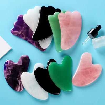 China Jade facial roller of face pink Rose quartz stone crystal jade gua sha sha set roller for face for sale