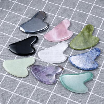 China Face Rose Quartz Guasha Massager Gua Sha Tools Jade Natural Stone Gua Sha Board for sale