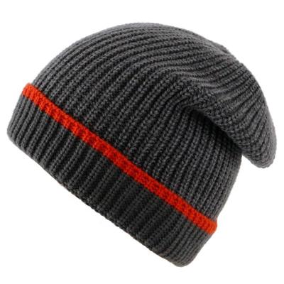 China COMMON Wholesale Best Selling Popular Mens Winter Beanie Hat Acrylic Knitted Fleece Striping Turn Up Cuff for sale