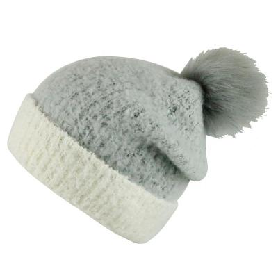 China JOINT Best Hot Selling Popular Ladies' Polyester Knitted Beanie Hat With Faux Fur Pompom for sale