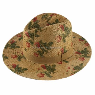 China Lady 100% Paper Printed Image Straw Hat, Panama Hat for sale