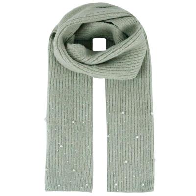 China Acrylic ladies knitted scarf with pearls and rhinestones for sale