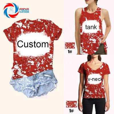 China Breathable Wholesale Custom Made 88% Polyester + 12% Spandex Sublimation Bleached T-Shirt Fake Bleached T Shirts for sale