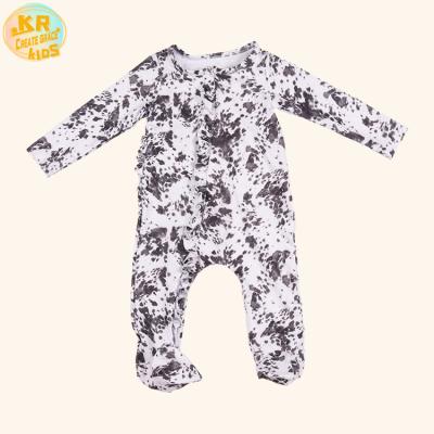 China Kids Breathable Organic Cotton Baby Romper Baby Pajamas Leopard Printing Boutique One Piece Romper for sale