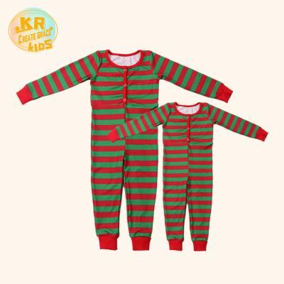 China New Christmas Family Casual Mommy and Me Overalls Striped Print Milk Silk Kids Overalls for sale