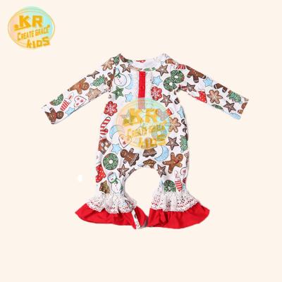 China Casual Boutique Print Fabric Girls Clothing Sets Christmas Pajamas Jumpsuit Baby One-Piece Clothing for sale