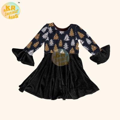 China High Quality Washable Cloth Wholesale Christmas Printing Girl's Girl Dresses Casual Festival Clothing Outfits for sale