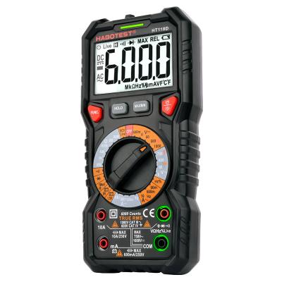 China HT-118A New Digital Multimeter Handheld AC/DC Voltmeter Ammeter Capacitance HZ Tester with Flashlight Cheap Multimeter for sale