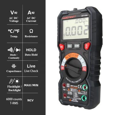 China 1000V handbediende Digitale Multimeter, de Digitale Multimeter van 10A Habotest HT118A Te koop