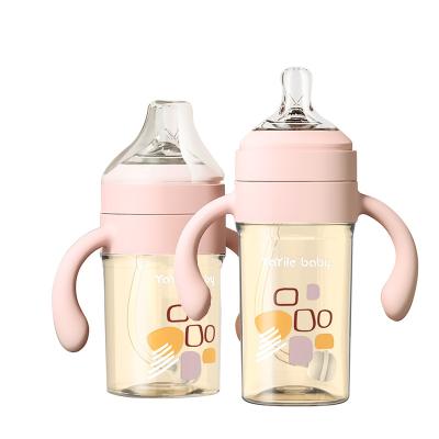 China BPA Free Straw Feeding Bottle For New Baby Nursing Anti Flatulence Bottle For Children 10oz Wide Neck PPSU Baby Feeding Bottle for sale