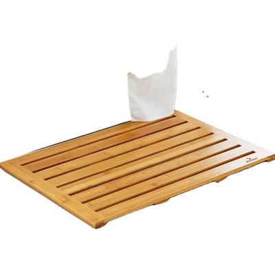 China Eco-friendly Natural Bamboo Anti Slip Bath Mats Waterproof Wooden Bathroom Mat Hotel Non Slip Bamboo Bath Mat for sale