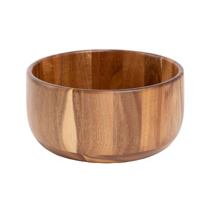 China Hot Selling Viable Multi Color Wooden Salad Bowl Enamel Printed RoundAcacia Wood Round Serving Bowl For Wholesale for sale