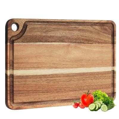 China 2022 Viable High Quality Wooden Butcher Chopping Cutting Block, Acacia Wood Chopping Board with Juice Groove for sale