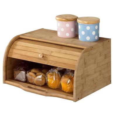 China Large Cheap Sustainable Wooden Kitchen Countertop Bamboo Bread Box for sale