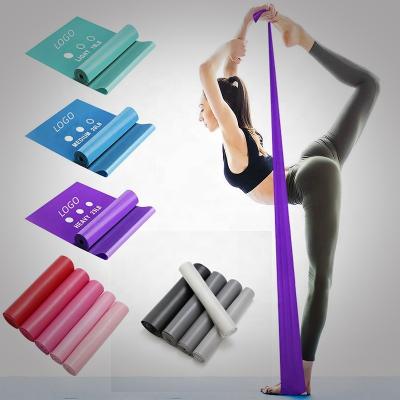 China Bodybuilding Eco Friendly Custom Latex Free Band 6 9 Feet Pilates Stretch Yoga Elastic Flat Band Thera Resistance Training Bands Elastic Strap for sale