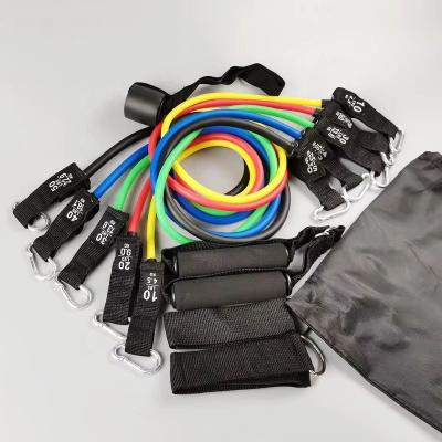 China High Quality Latex Training Resistance Stretch Home Gym Gear Bands 11 Piece Heat Resistance Tube Bands Set With Bag Door Anchor Ankle Strap for sale