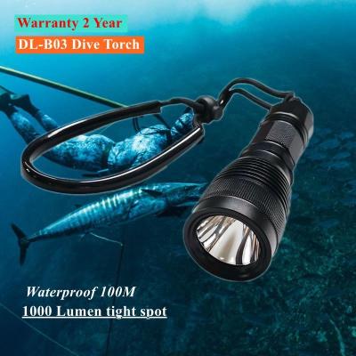 China DL-B03 Super Bright Handheld Spot SST40 18650 100m Dive Rechargeable Underwater Flashlight for sale