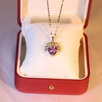 China China Fashion Colorful heart Zircon Pendant Necklace Clavicle Chain Women Trendy Moonstone Jewelry Temperament Party Wedding Gift for sale