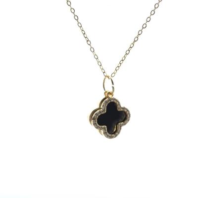 China China Four leaf grass live South Korea double black and white diamond lucky grass pendant clavicle chain online red accessories for sale