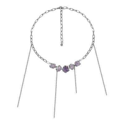 China China Fashion Line series Necklace For Women Luxury Purple Crystal Pendant Choker Necklace for sale