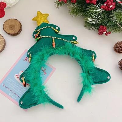 China Fashionable Cute Green Christmas Tree Headband Headwear Christmas Gifts For Children 2023 Merry Christmas Decor For Home Navidad Ornaments for sale