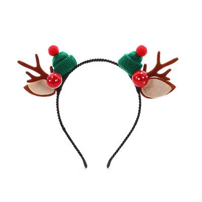 China Fashionable Fashion Christmas Red Bows Headbands Women Girl Classic Elastic Reindeer Antler Santa Hair Hoop Xmas Party Headbands Accessories for sale