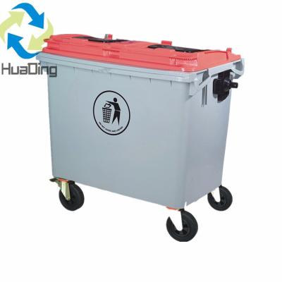 China 660L Plastic Garbage Bins Rectangular 1375*780*1220mm Dustbin Lid for sale