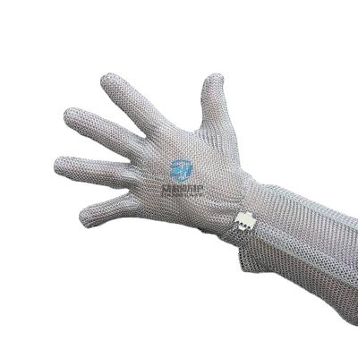 China Cut Resistant Metal Hook Strap Wrist Stainless Steel Mesh Safety Glove for sale