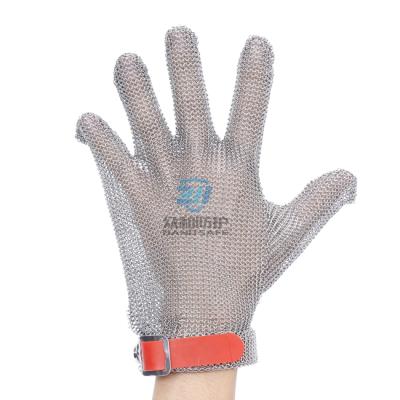 China Anti-cut Five Finger Stainless Steel Ring Mesh Hand Safety Cut Resistant Gloves for sale