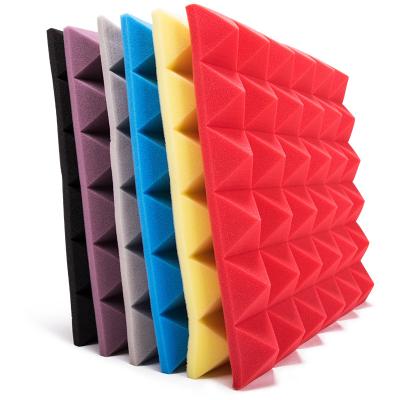 China Contemporary Pyramid shaped fireproof soundproof absorbing insulation high density self adhesive acoustic foam panels for sale