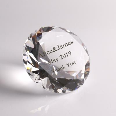 China Europe ODM/OEM K9 Crystal Diamond Shaped Paperweight Optical Clear Souvenir Gifts Engraved 80mm Crystal Glass Diamond Paperweight For for sale