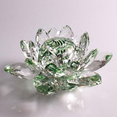 China Green Color Crystal Lotus Flower For Wedding Gifts Lotus Table Home China Fengshui Shining Glass Decorations for sale