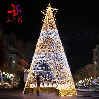 China Commercial Use LED Xmas Pattern Light Large Metal Christmas Tree Giant Outdoor Lighting Christmas Tree For Shopping Mall Decoration for sale